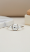 Sortija oro blanco Aguamarina y Diamantes naturales