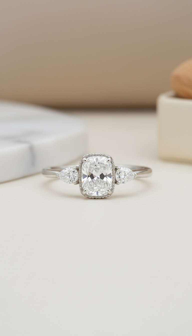 Sortija oro blanco Aguamarina y Diamantes naturales