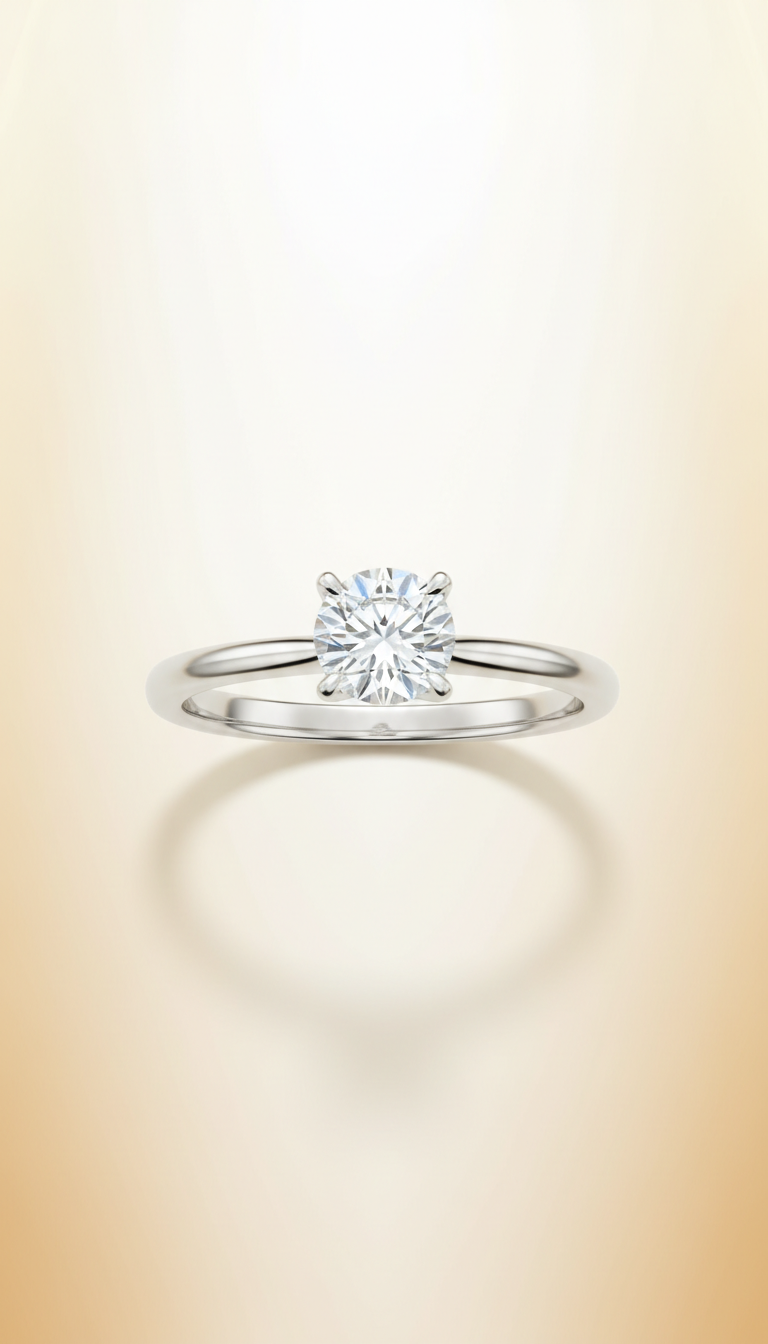 Sortija de oro blanco 18k con Diamante natural 0,20 ct talla brillante