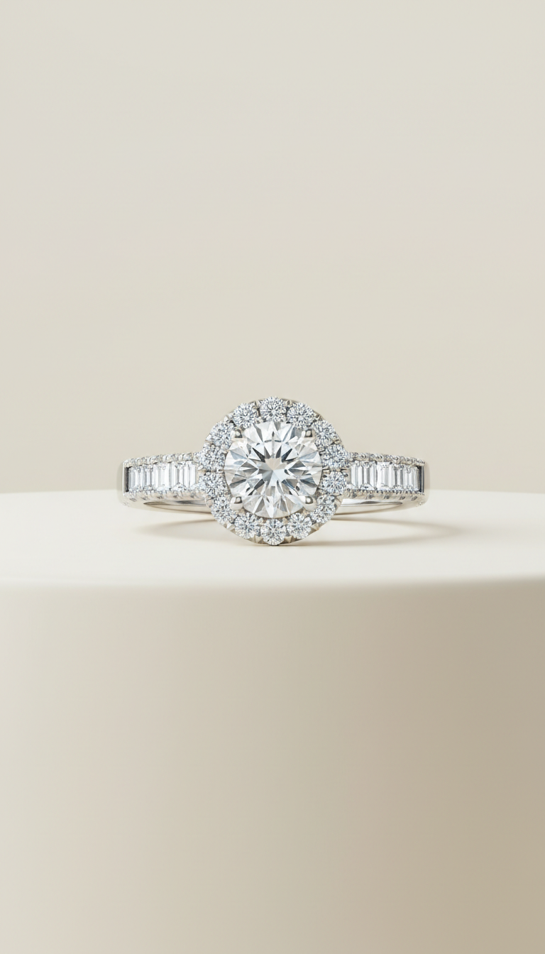 Sortija Oro Blanco y Diamantes Naturales