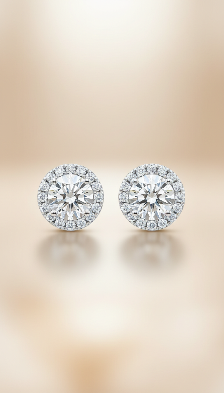 Pendientes de oro blanco y Diamantes naturales
