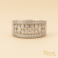 Sortija Oro Blanco 18K Motivos Florales 46 Diamantes Naturales