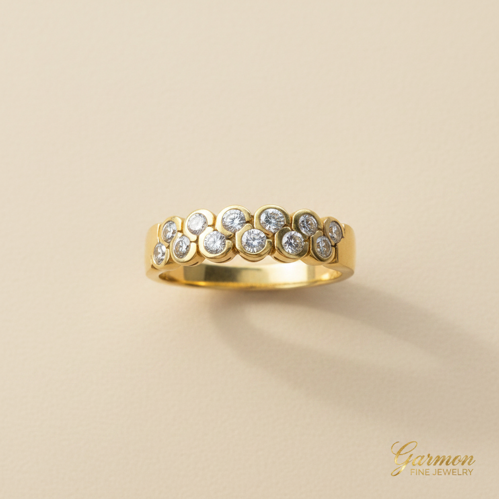 Sortija Oro Amarillo 18K 12 Diamantes Naturales 0,55ct