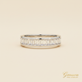 Sortija Oro Blanco 18K 21 Diamantes Naturales Talla Baguette