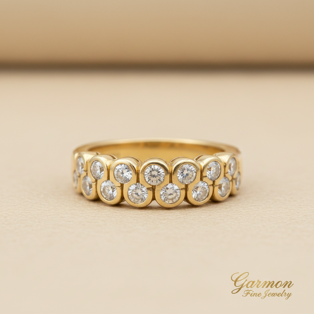 Sortija Oro Amarillo 18K 12 Diamantes Naturales 0,55ct