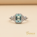 Sortija Platino Aguamarina Natural y 44 Diamantes Certificada HRD