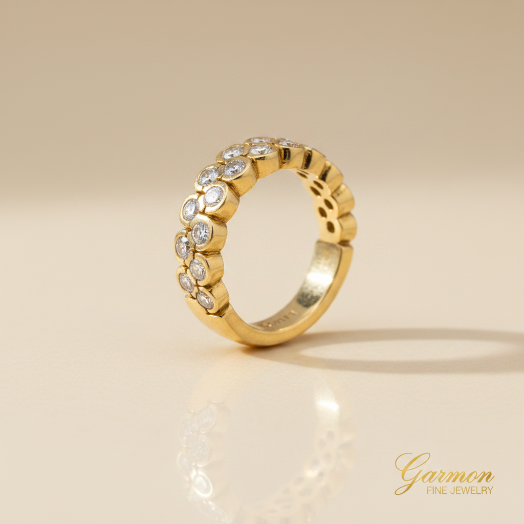 Sortija Oro Amarillo 18K 12 Diamantes Naturales 0,55ct